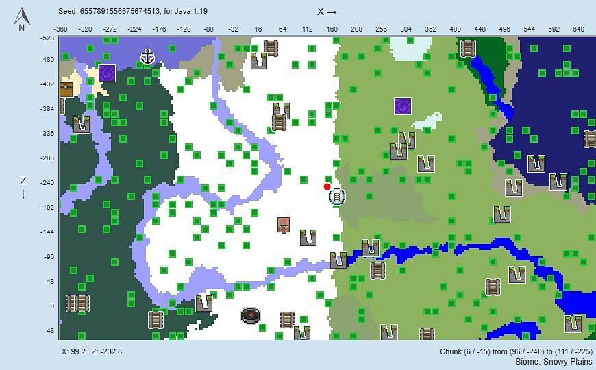There are multiple places to make a Minecraft home in this seed (Image via Chunkbase)