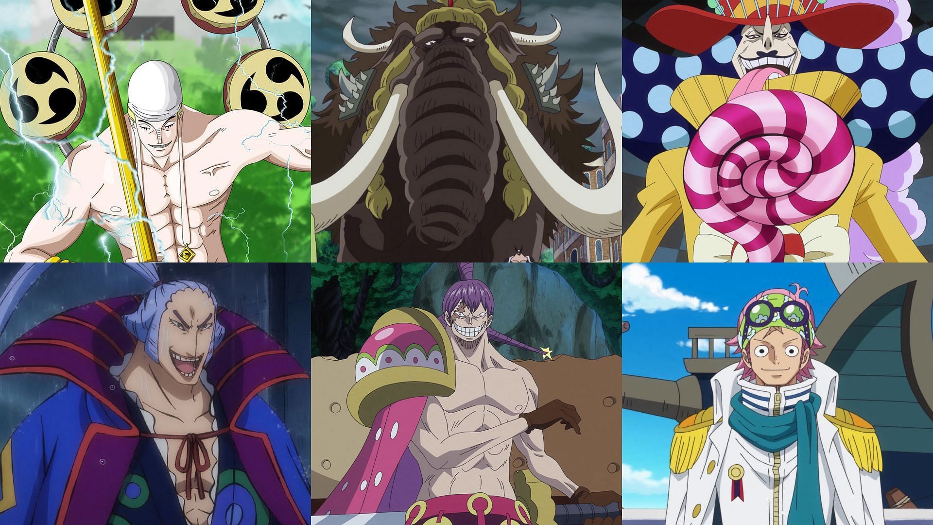 Enel, Denjiro, Cracker, Jack, Perospero and Koby (Image via Toei Animation, One Piece)