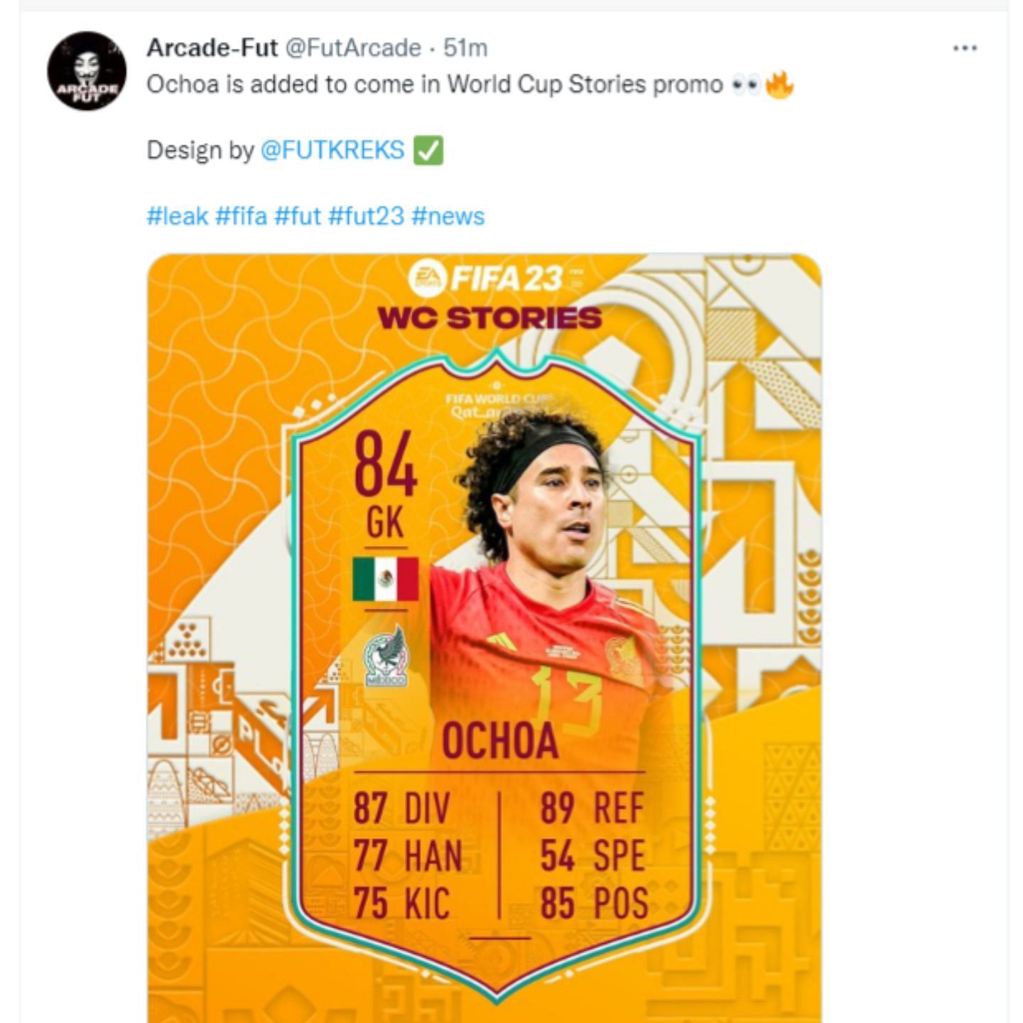 Image of the leaked card (image via Twitter/FUT Arcade)