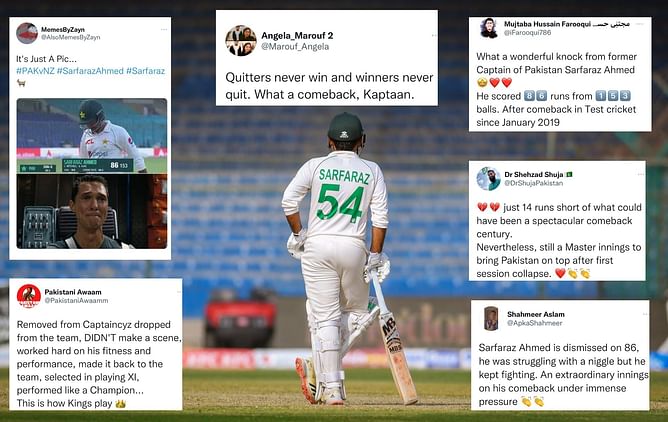 "Dillon ka kaptan" - Fans erupt in joy as Sarfaraz Ahmed scores 86 runs in comeback Test
