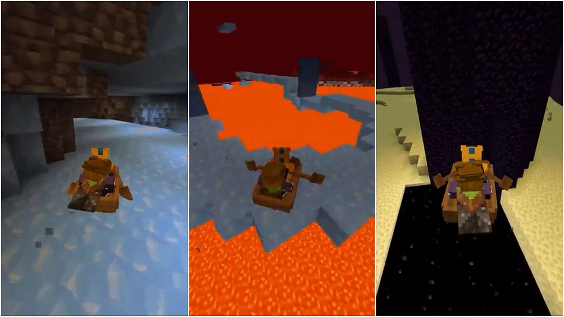 Minecraft Redditor creates a ice boat track in all three dimensions (Image via Sportskeeda)