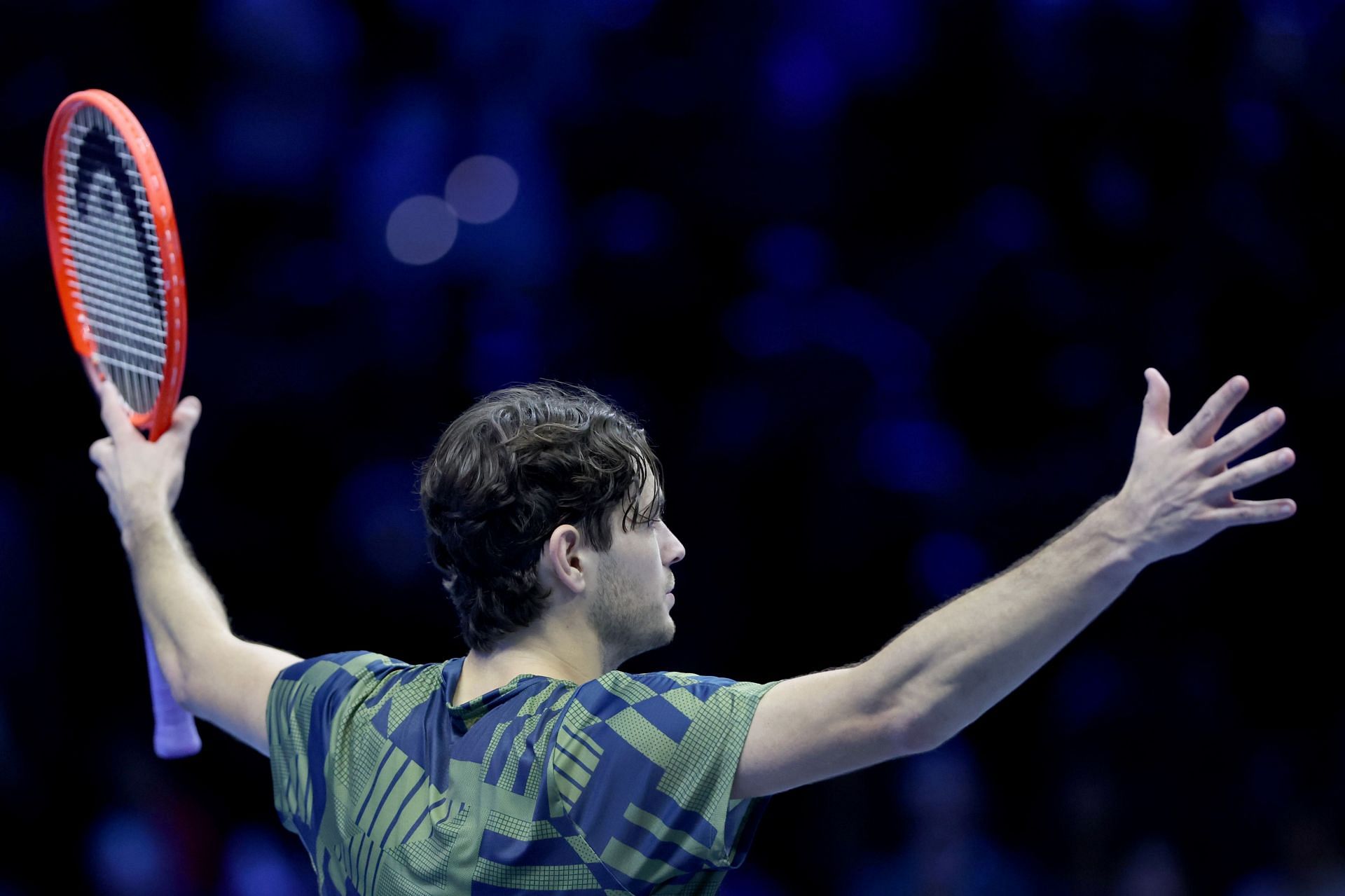 Taylor Fritz celebrates his win against Felix Auger-Aliassime at the 2022 ATP Finals