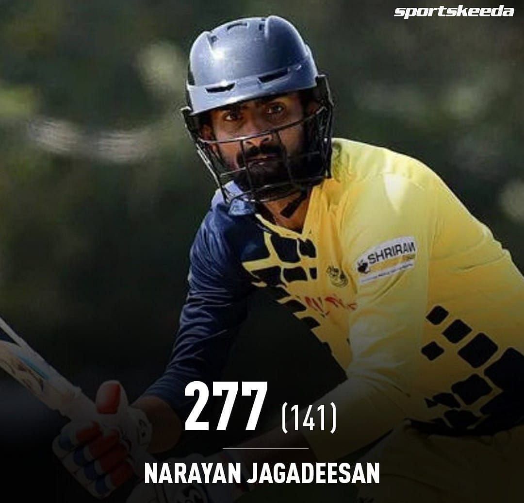 Narayan Jagadeeshan created a world record in List A cricket with his double-ton in the Vijay Hazare Trophy.