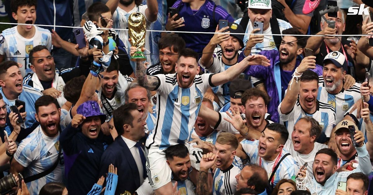 The party in the dressing room was wild as Argentina celebrated a famous win over France.