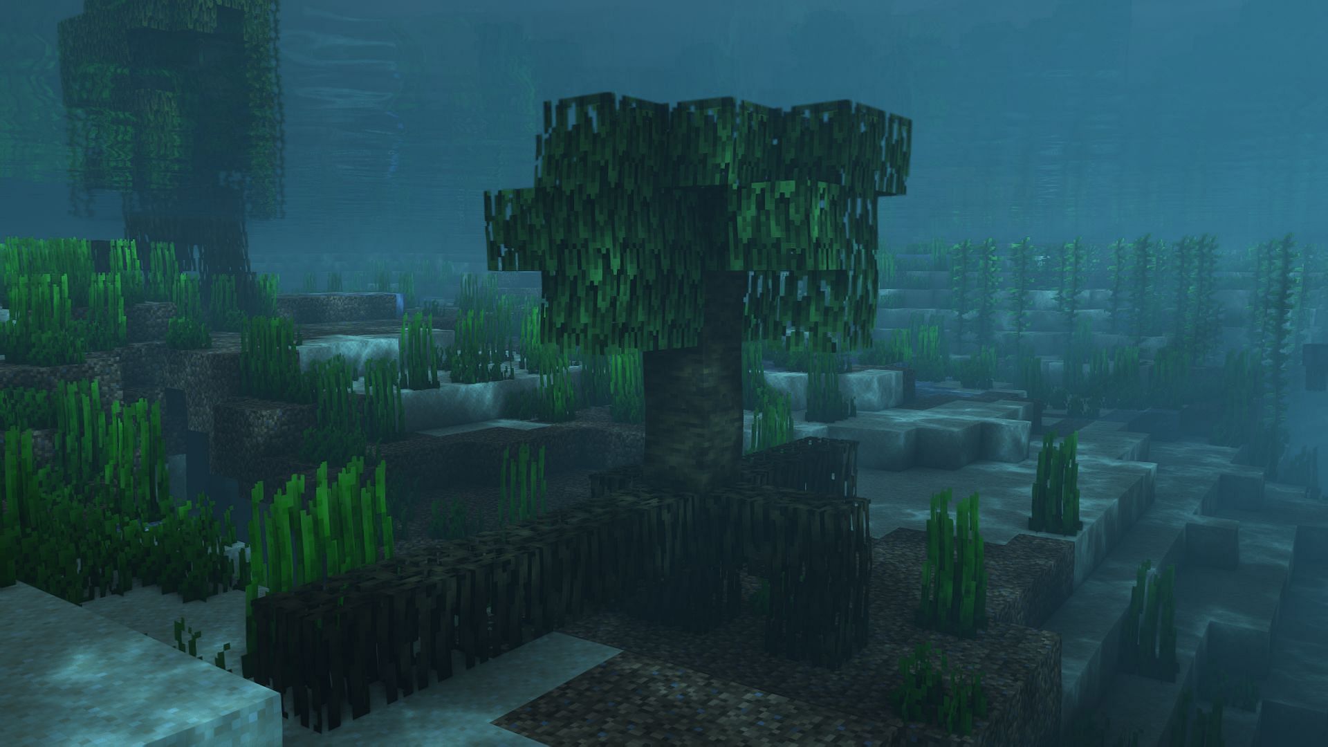 An underwater mangrove tree (Image via Mojang)