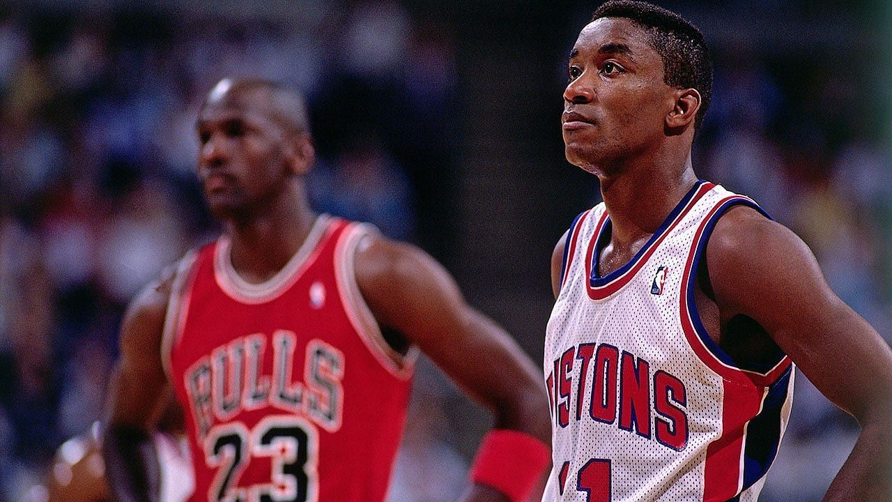 NBA legends Isiah Thomas and Michael Jordan