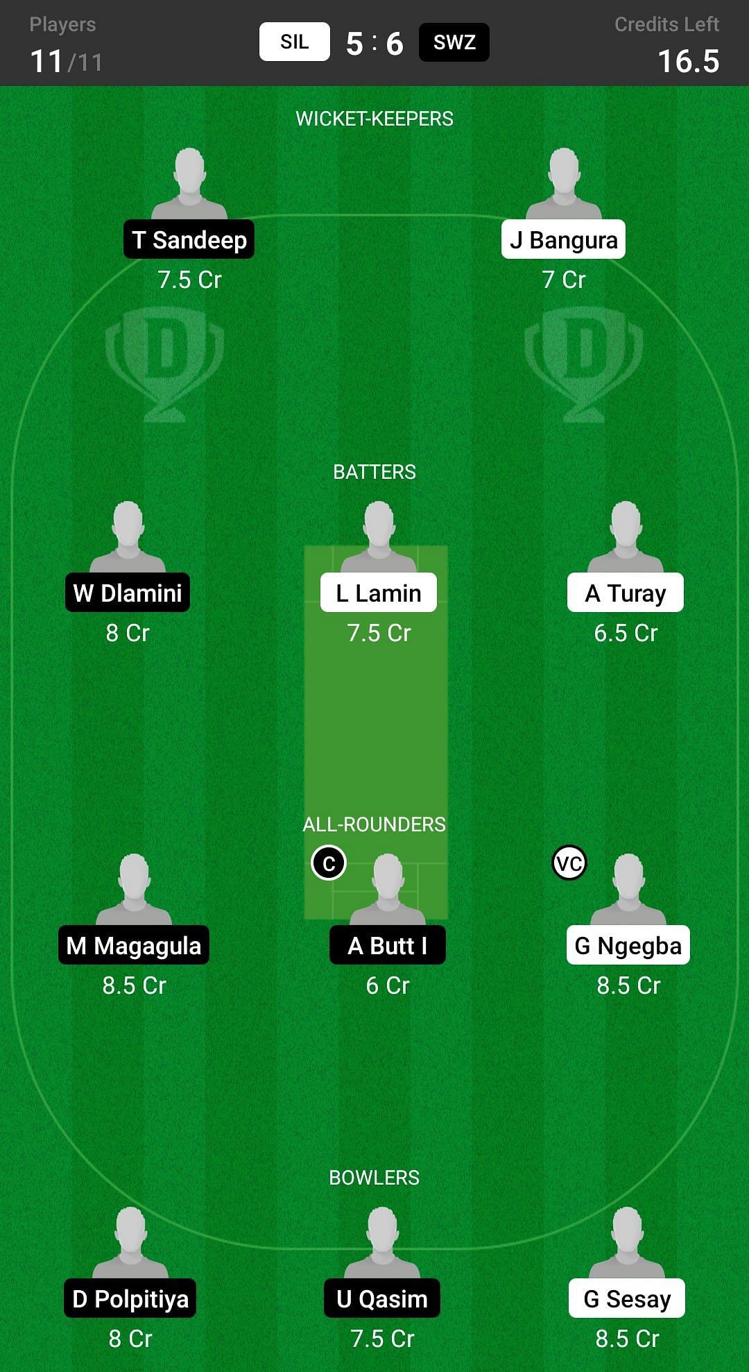 Eswatini vs Sierra Leone Dream11 Fantasy team suggestion #1