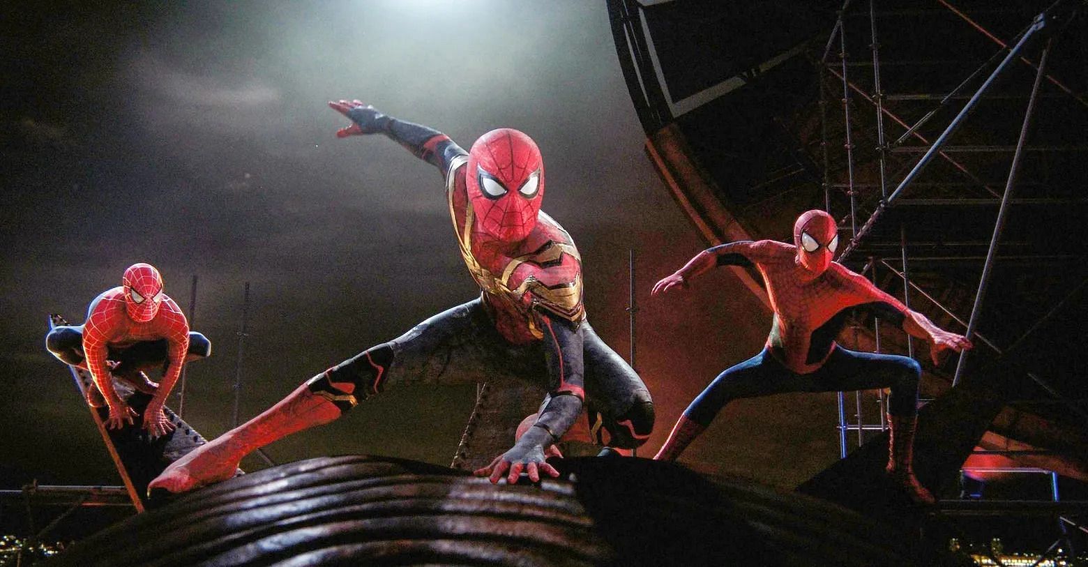 Tom Holland, Andrew Garfield, and Tobey McGuire together as Spider-Men (Image via Marvel)