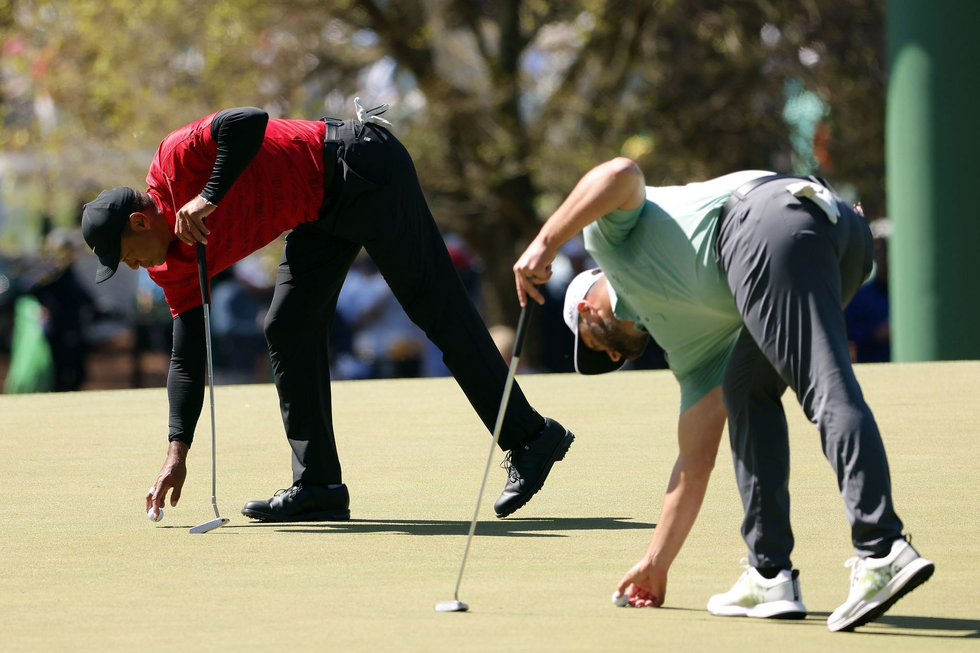 Tiger Woods and Jon Rahm at the Masters