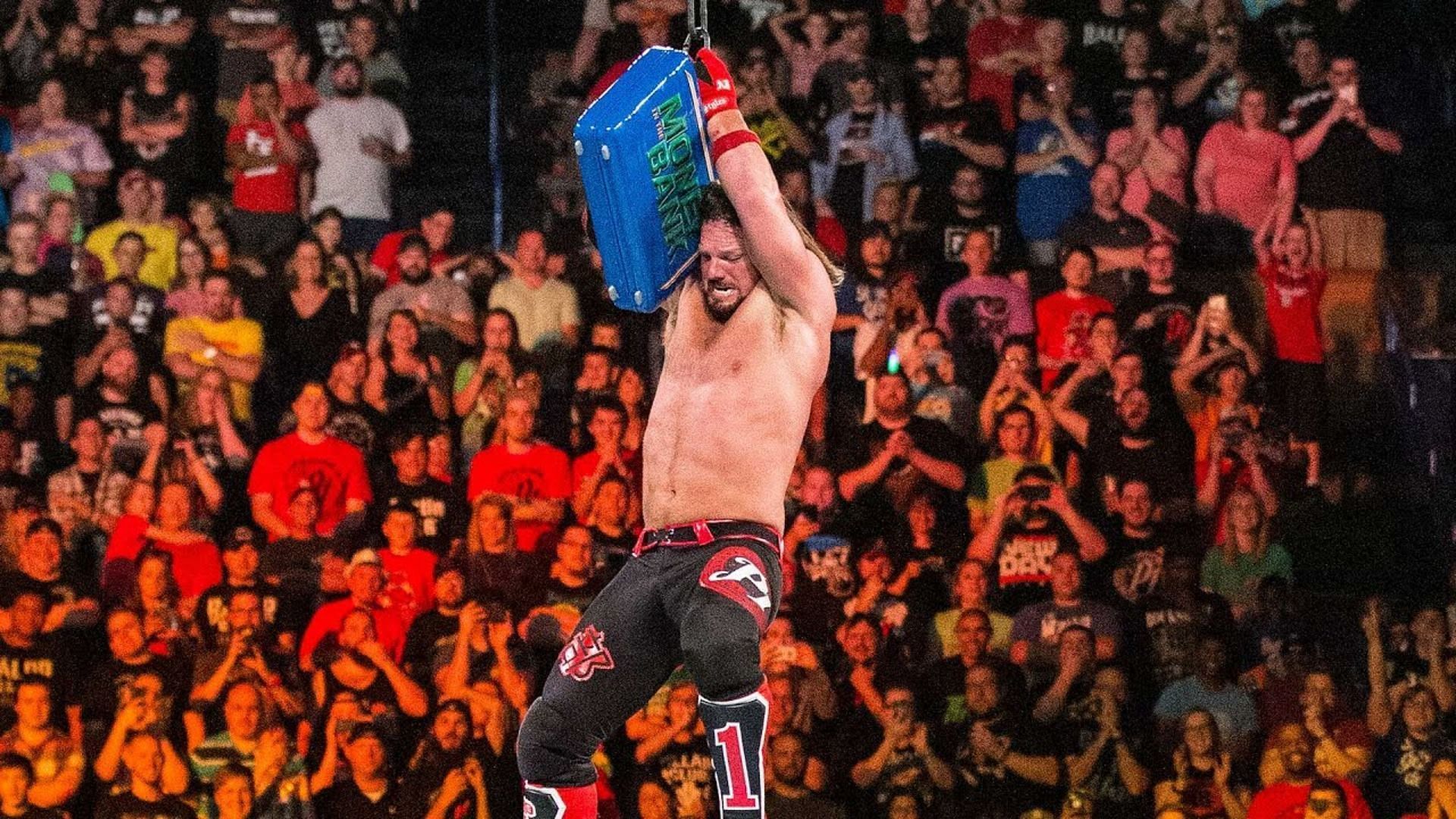 AJ Styles in the 2017 Money in the Bank ladder match
