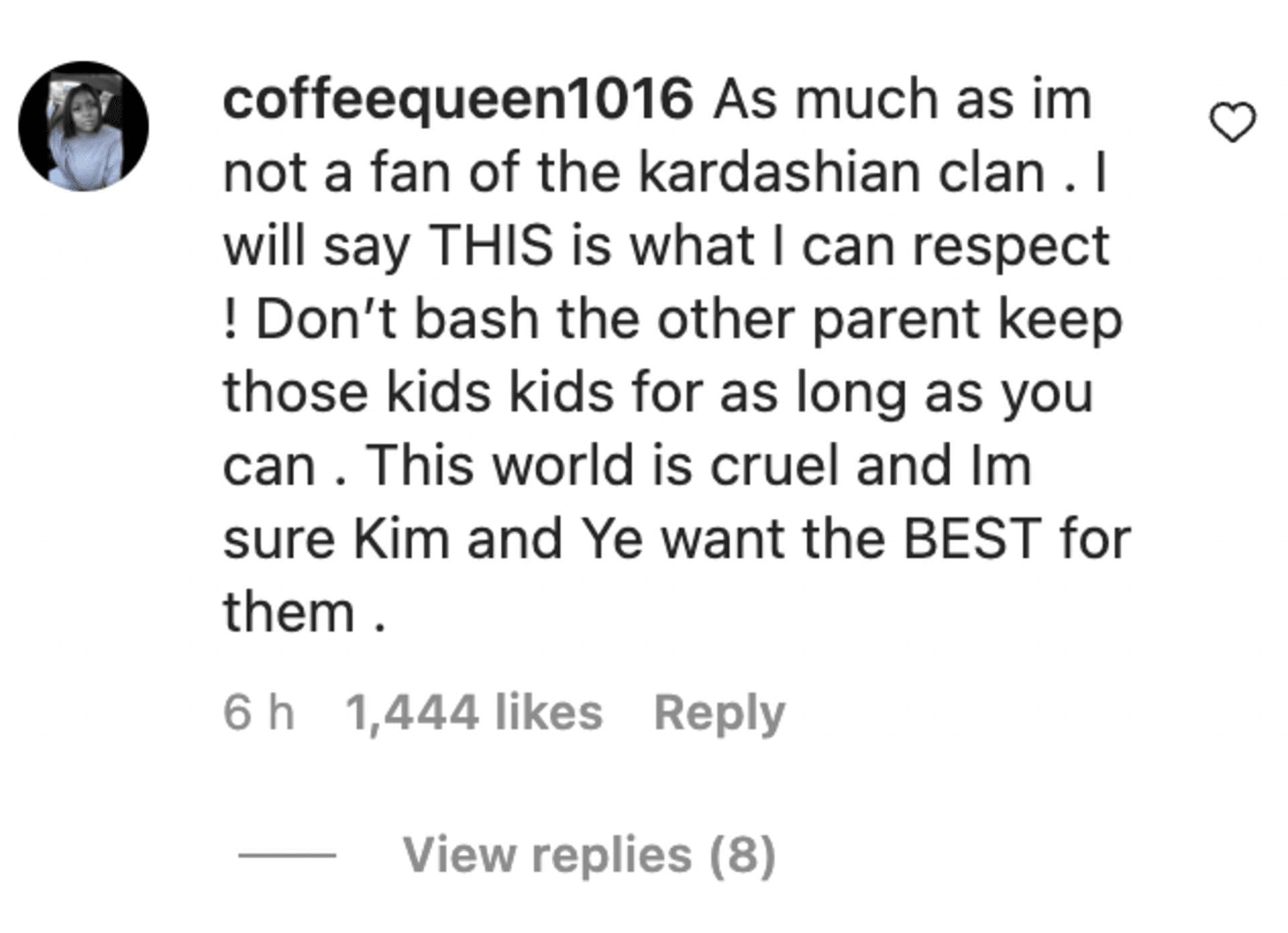 Comments pour in as Kardashian talked about &quot;co-parenting with Kanye West.&quot; (Image via Instagram)