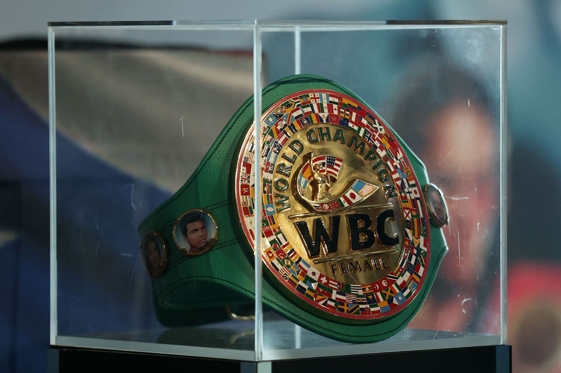 The iconic WBC green belt at Taylor v Serrano Press Conference