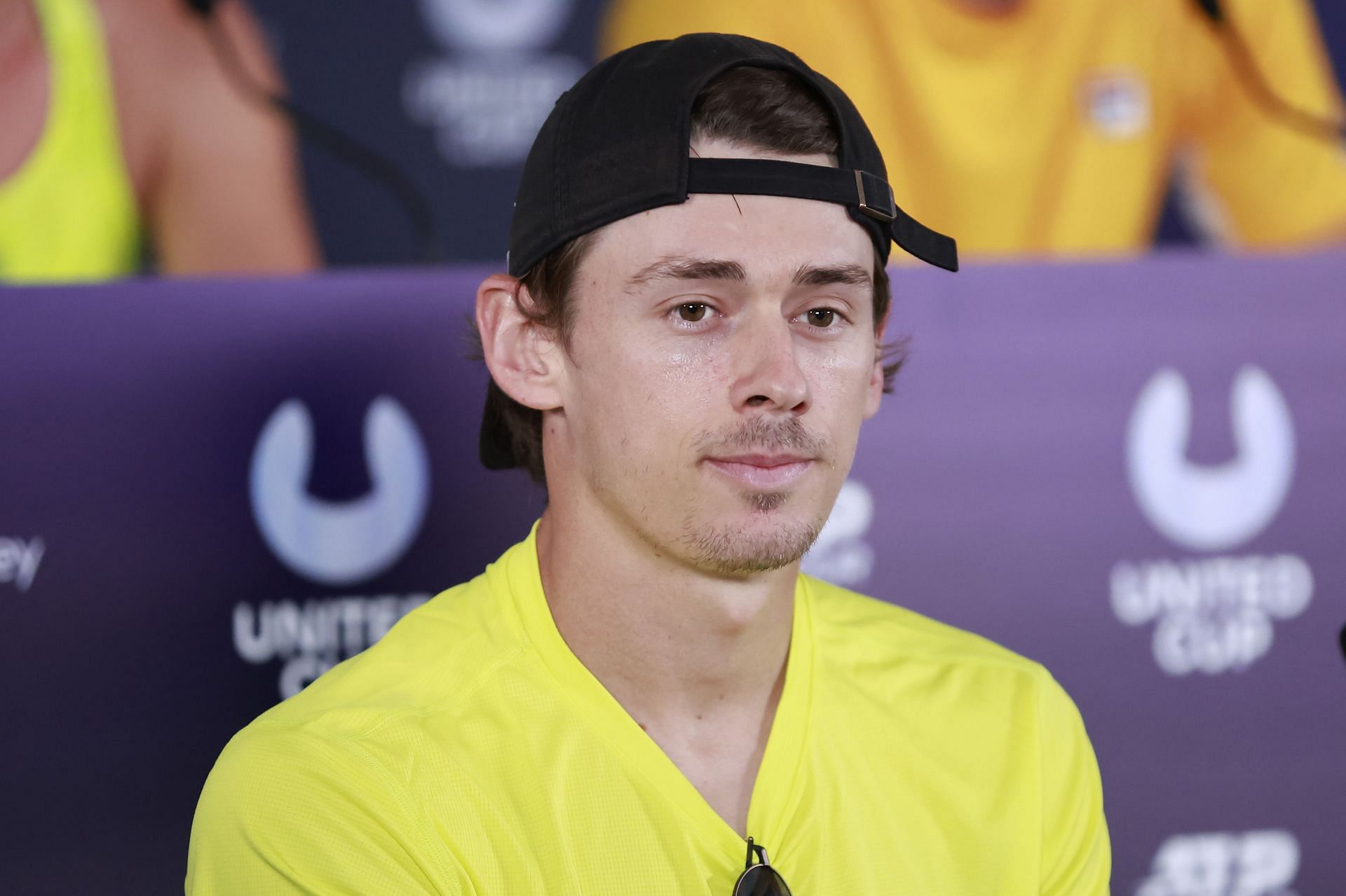 De Minaur speaks during a media opportunity ahead of the 2023 United Cup