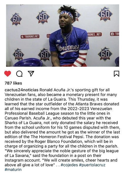 Braves News: Ronald Acuña Jr Donates Winter League Salary to Charity