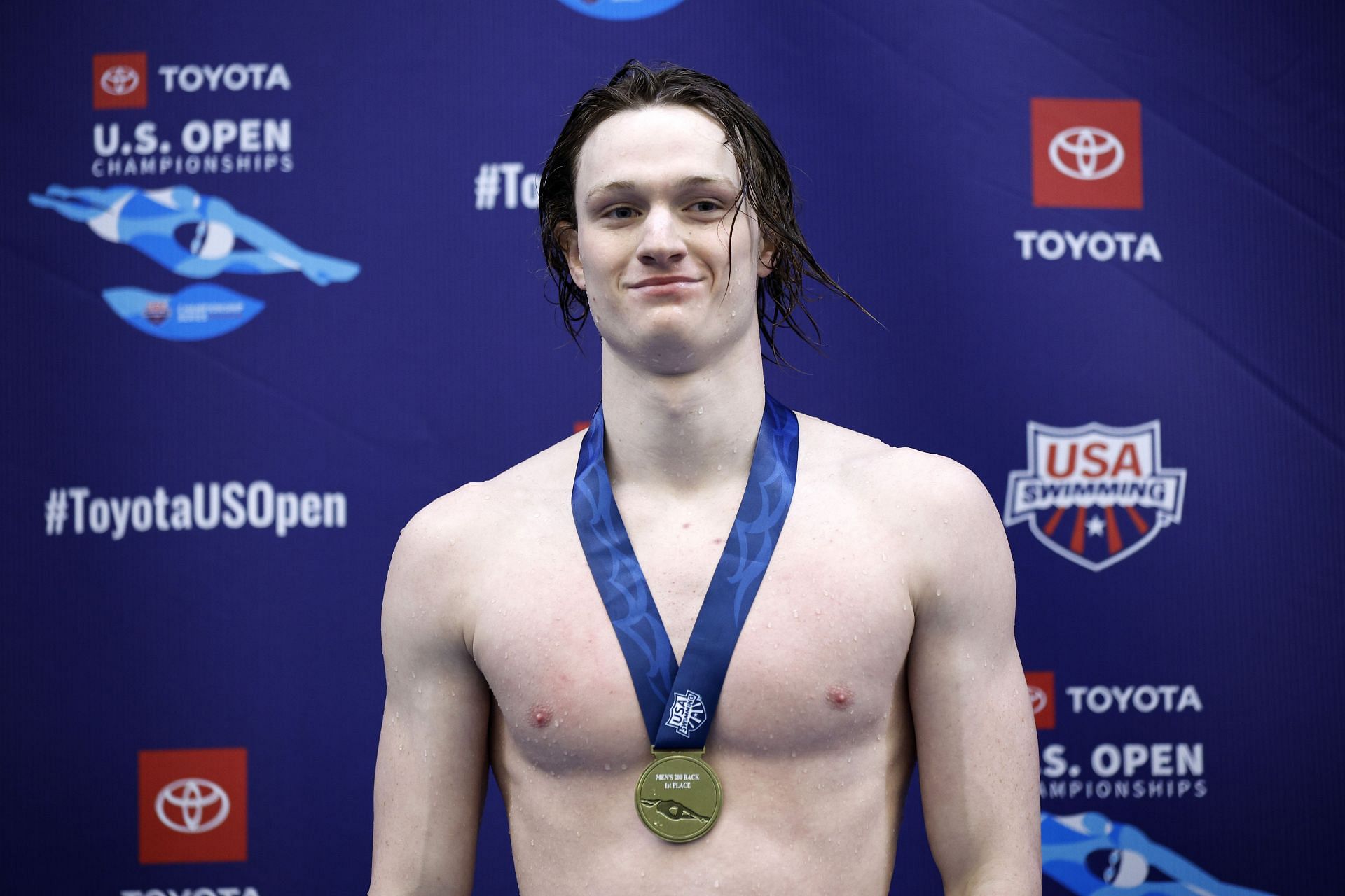 Daniel Diehl reacts after winning the Men&#039;s 200M Backstroke Final during the Toyota US Open Championships