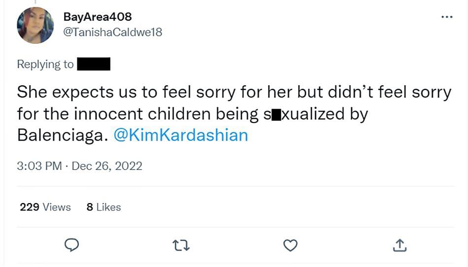 A comment criticizing Kim for her IRL interview (Image via Twitter /@TanishaCaldwe18)