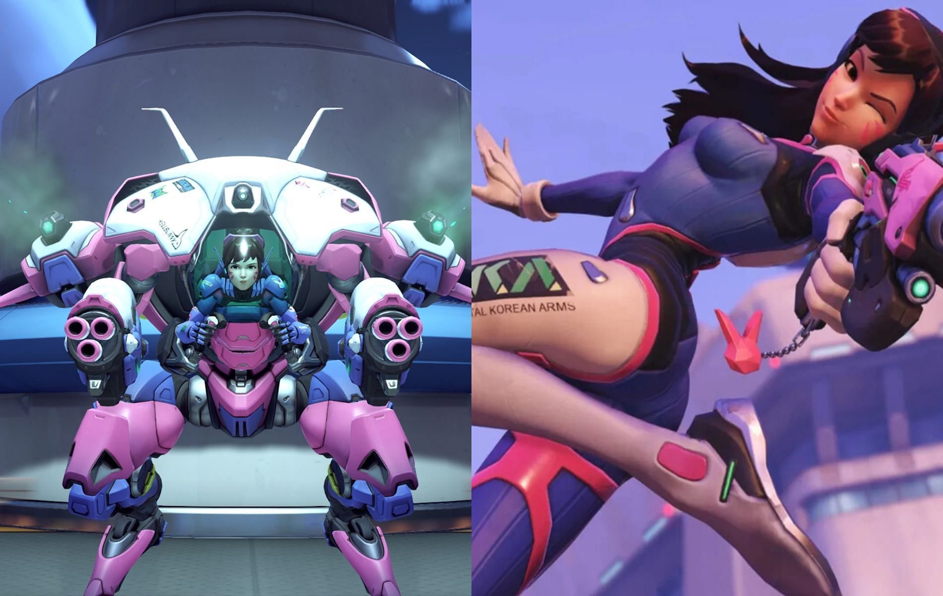 Players have discovered an interesting perk about this bombastic pilot and her mech (Images via Blizzard)