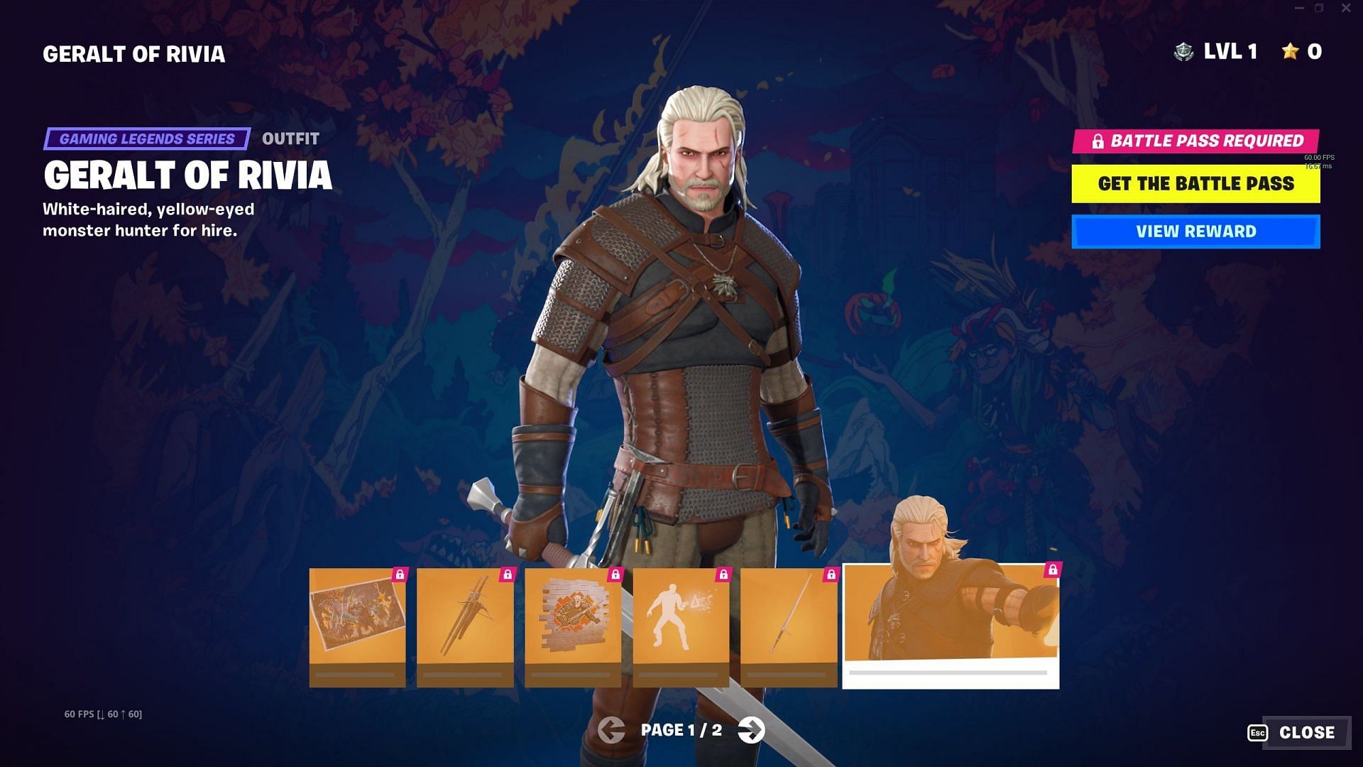 Geralt of Rivia in Fortnite Chapter 4 Season 1 Battle Pass (Image via iFireMonkey/Twitter)
