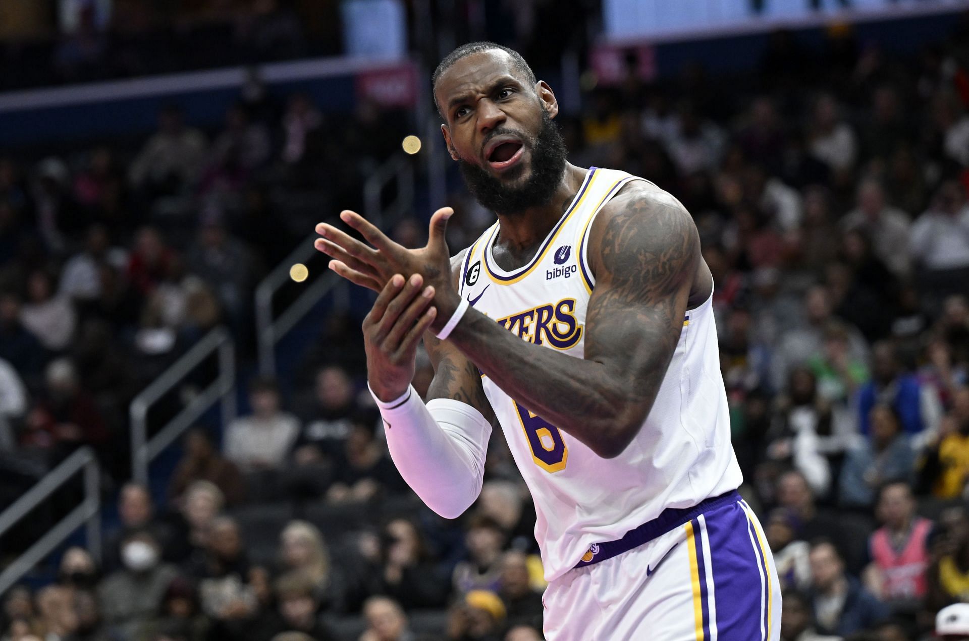 LeBron James at the Los Angeles Lakers v Washington Wizards game