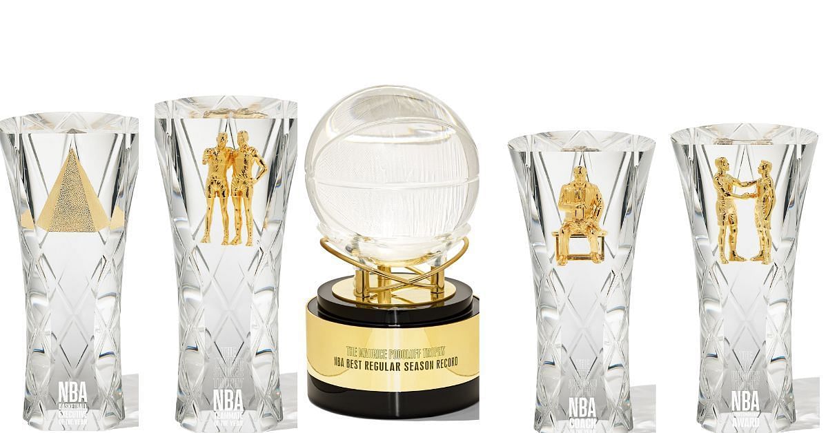 The NBA&#039;s newly unveiled end-of-season awards trophies