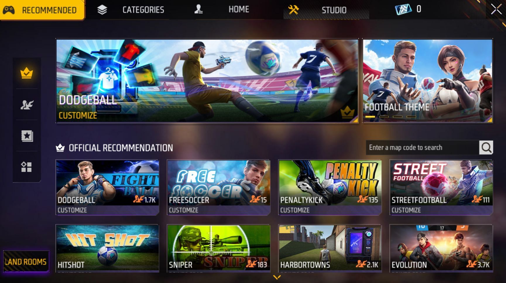 New Craftland modes/maps in Free Fire with a football theme (Image via Garena)