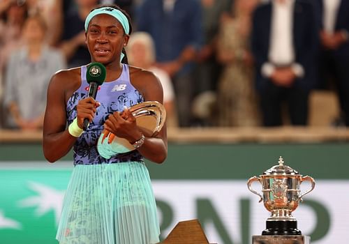 Coco Gauff with the 2022 French Open runner-up trophy.