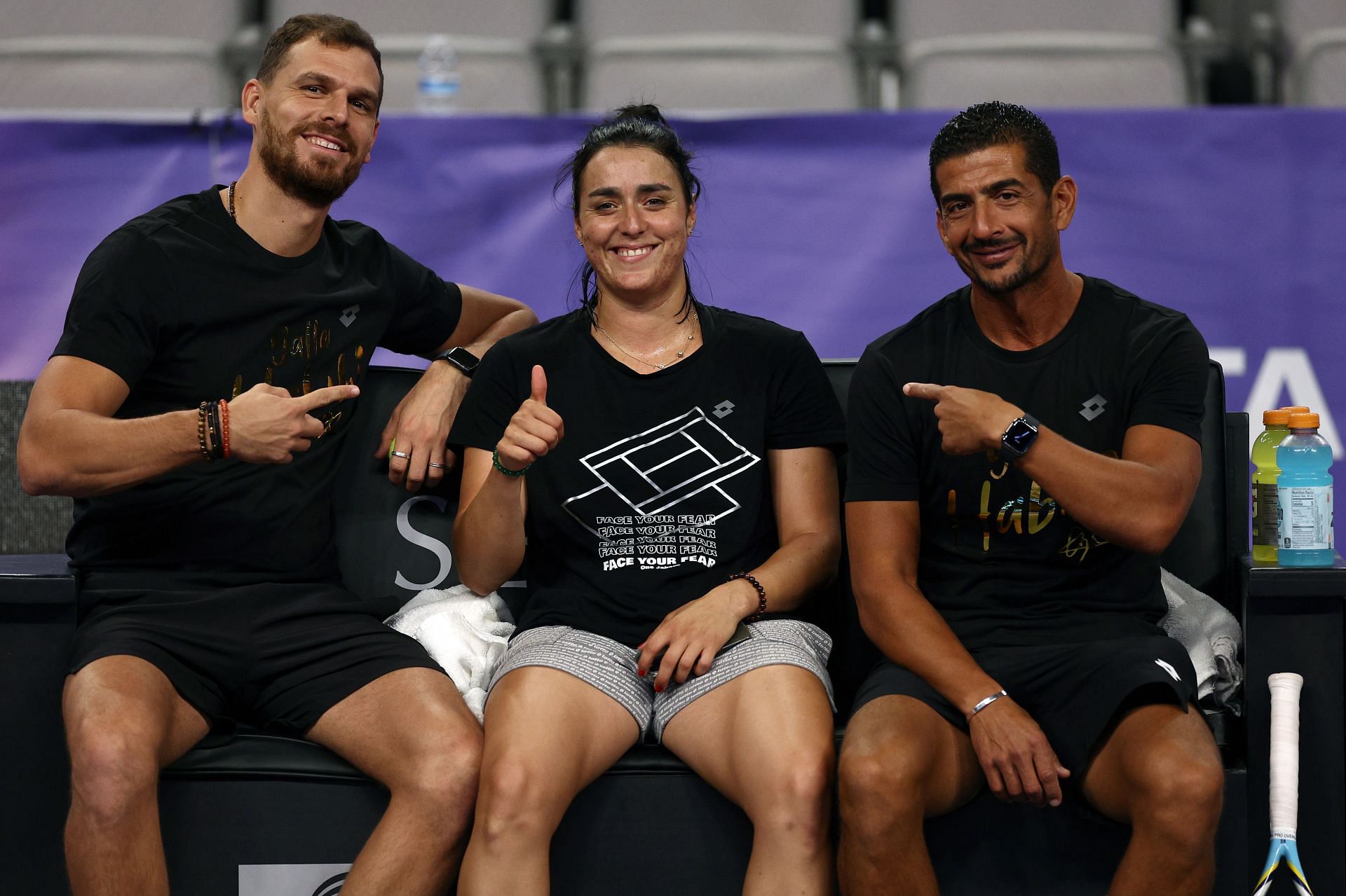 Karim Kamoun, Ons Jabeur and Issam Jellali at the 2022 WTA Finals