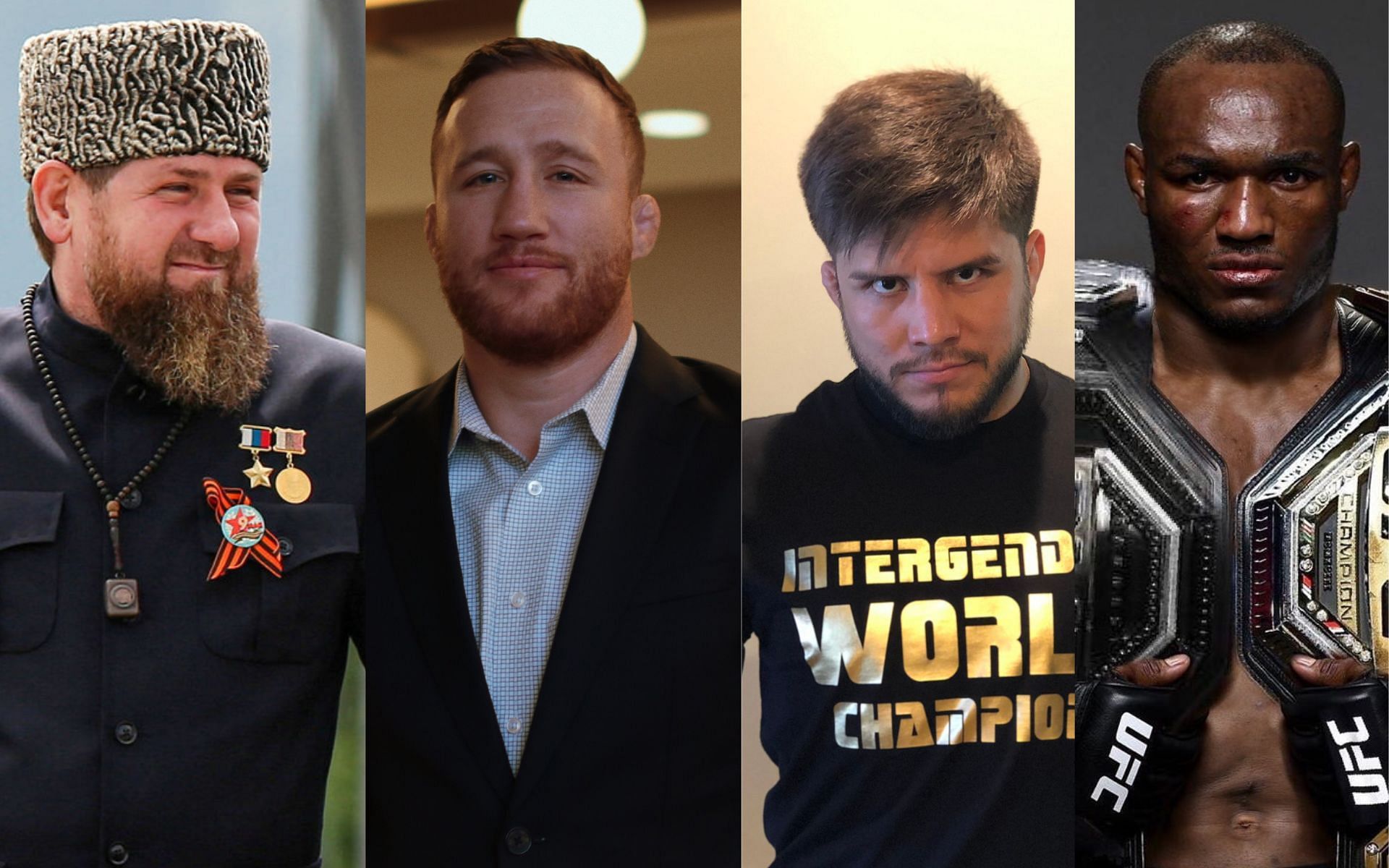Ramzan Kadyrov, Justin Gaethje, Henry Cejudo, Kamaru Usman [Left to Right] [Images courtesy: @ZidanSports, @Justin_Gaethje, @HenryCejudo and @USMAN84kg Twitter]