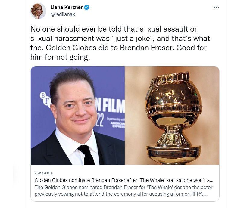 Brendan Fraser fans slam Golden Globes after actor receives firstever