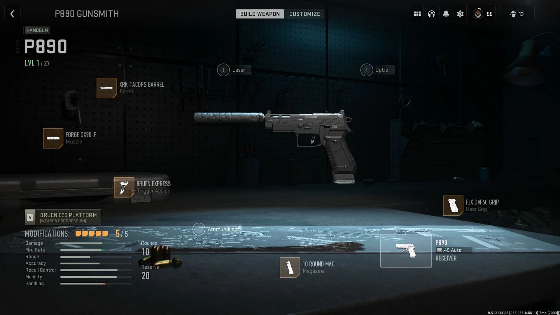 P890 loadout in MW2 (Image via Activision)