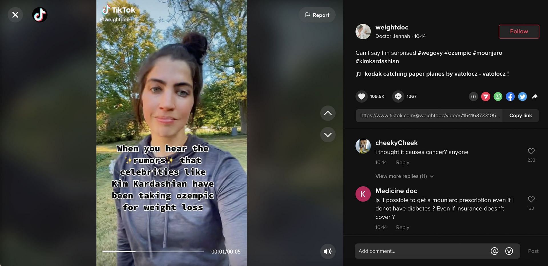 Netizens on social media talk about the rumor of celebrities consuming the drug for weight loss. (Image via TikTok)
