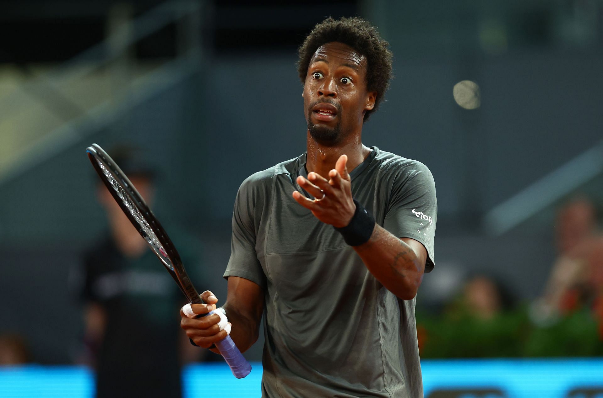 Gael Monfils in action at the Madrid Open