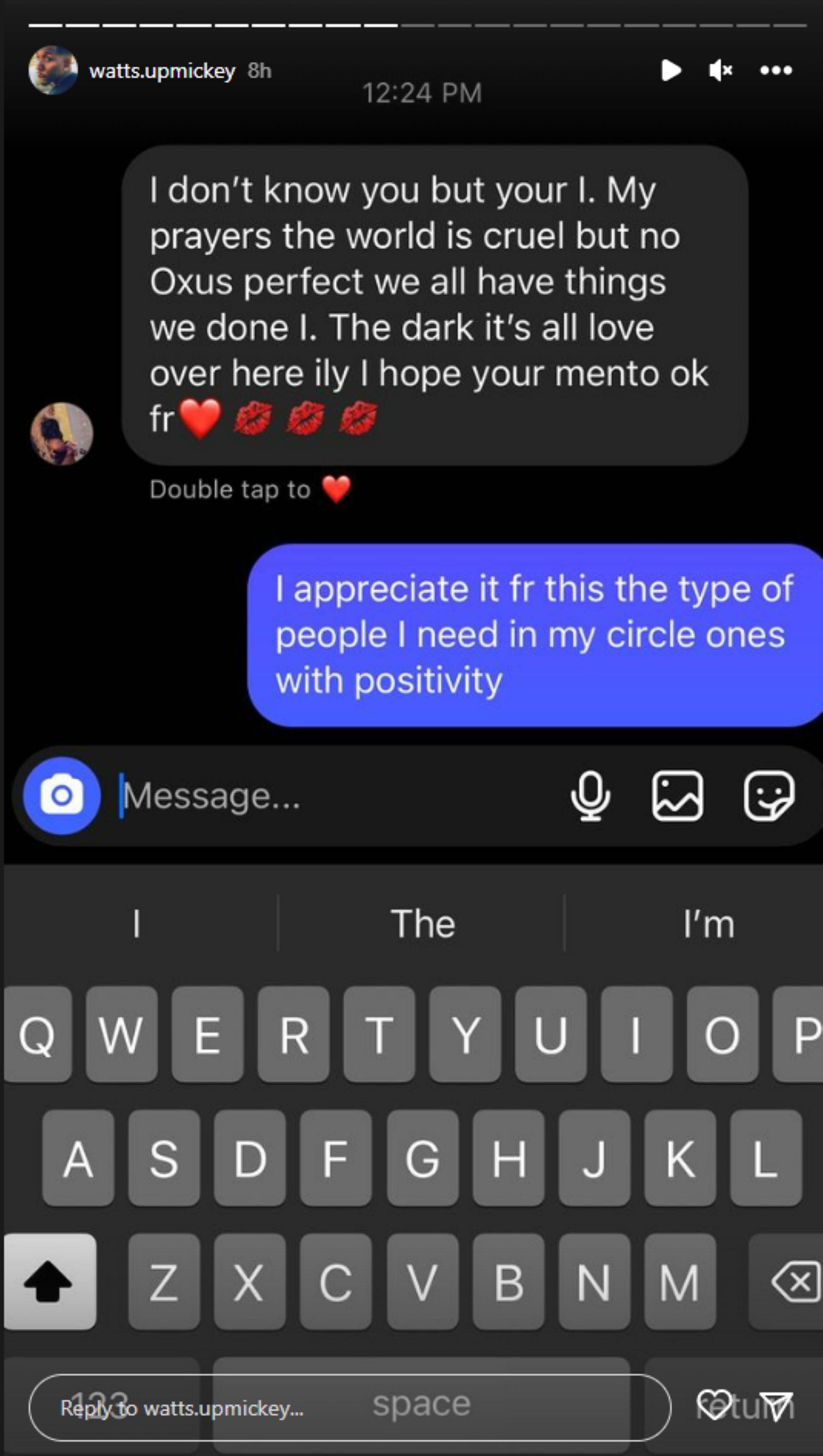 A message a follower sent to the comedian shared on the latter&rsquo;s Instagram story (Image via watts.upmickey/Instagram)