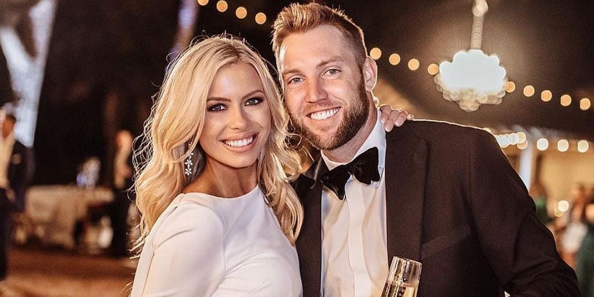 Jack Sock and his wife pictured on their wedding day.