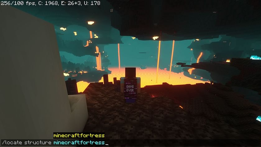 Locating a nether fortress (Image via Mojang)