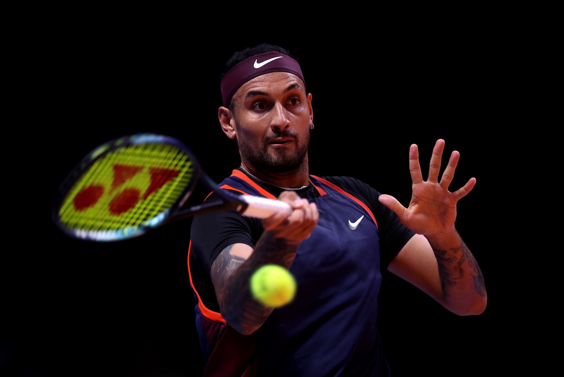 Nick Kyrgios in action at the World Tennis League