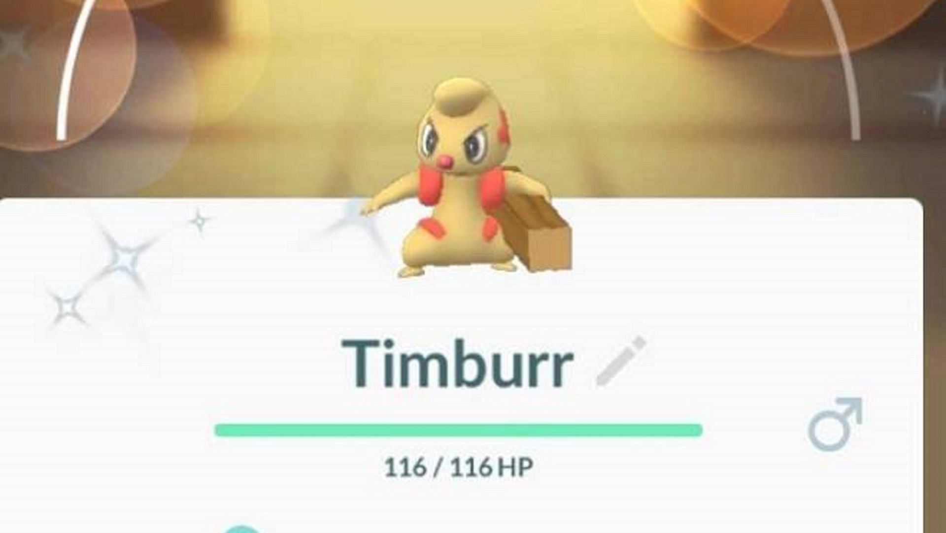 Shiny Timburr as it appears in Pokemon GO (Image via Niantic)