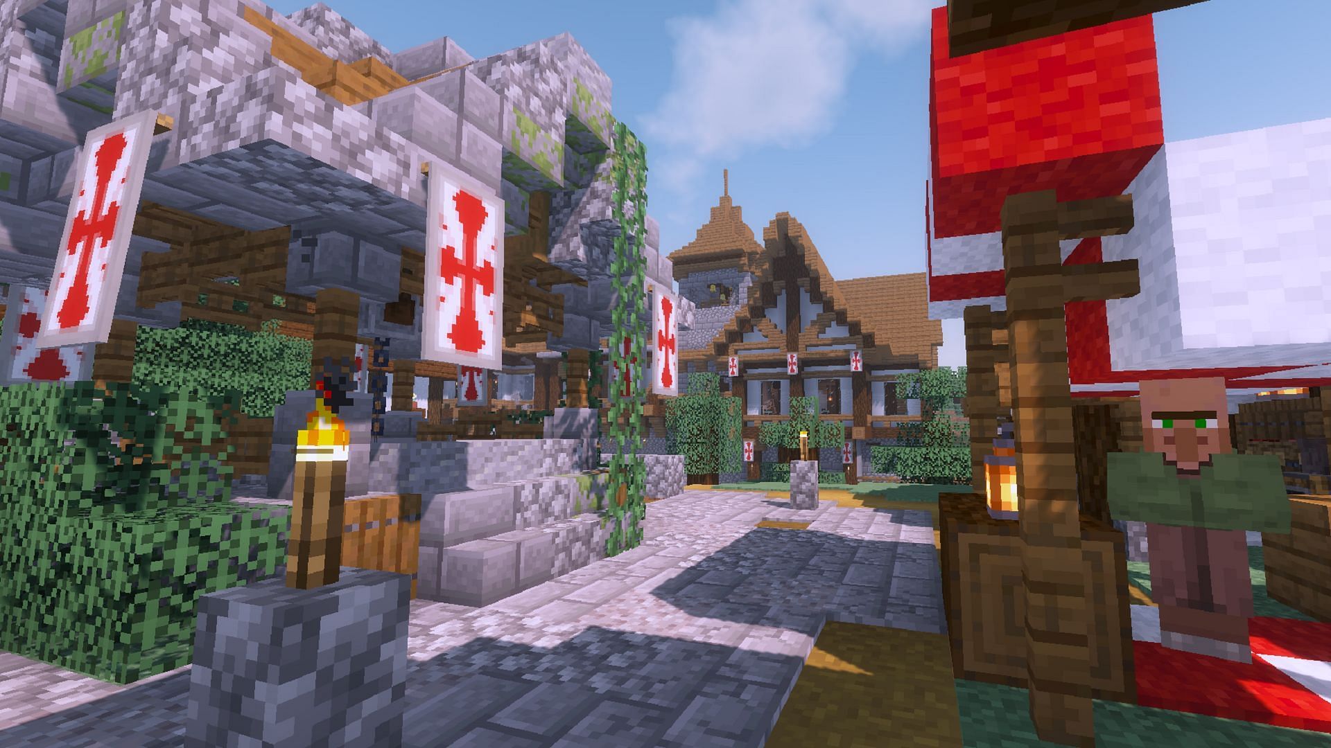 The rural town of Midland in the Minecraft map of the same name (Image via jeknjok/CurseForge)