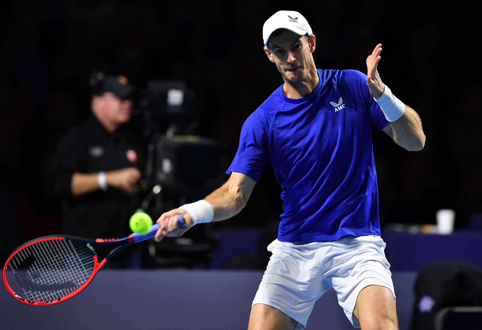 Andy Murray in action at the Battle of the Brits