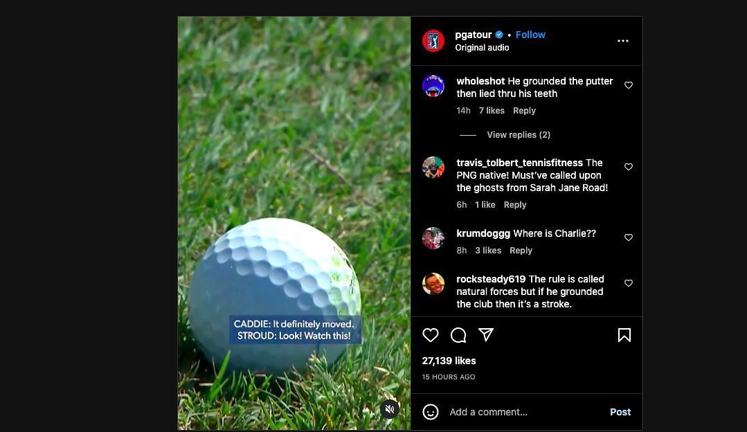 Several commenters reacted to the video (Image via PGA Tour on Instagram)