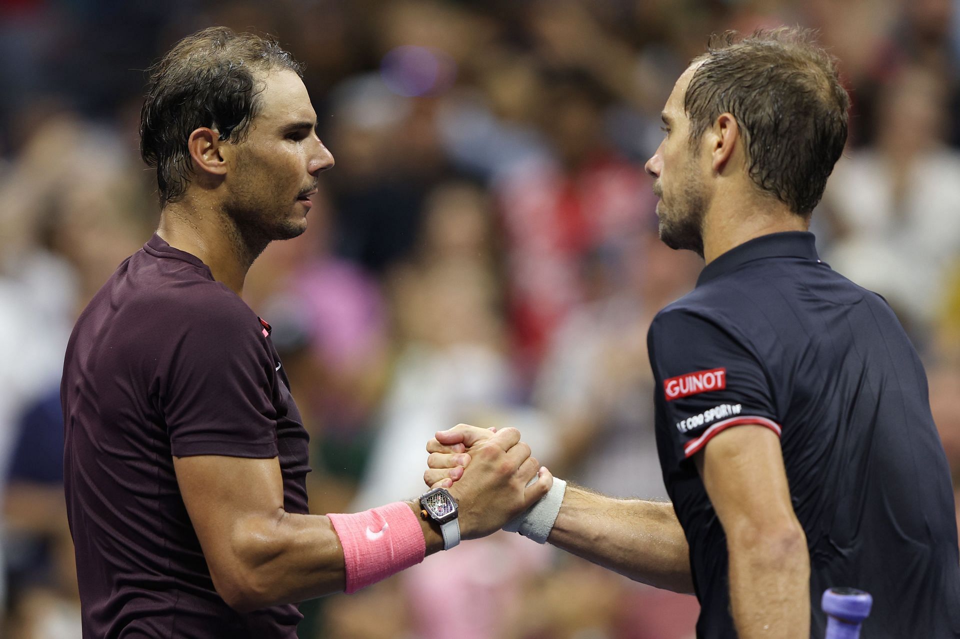 Rafael Nadal and Richard Gasquet at the 2022 US Open.