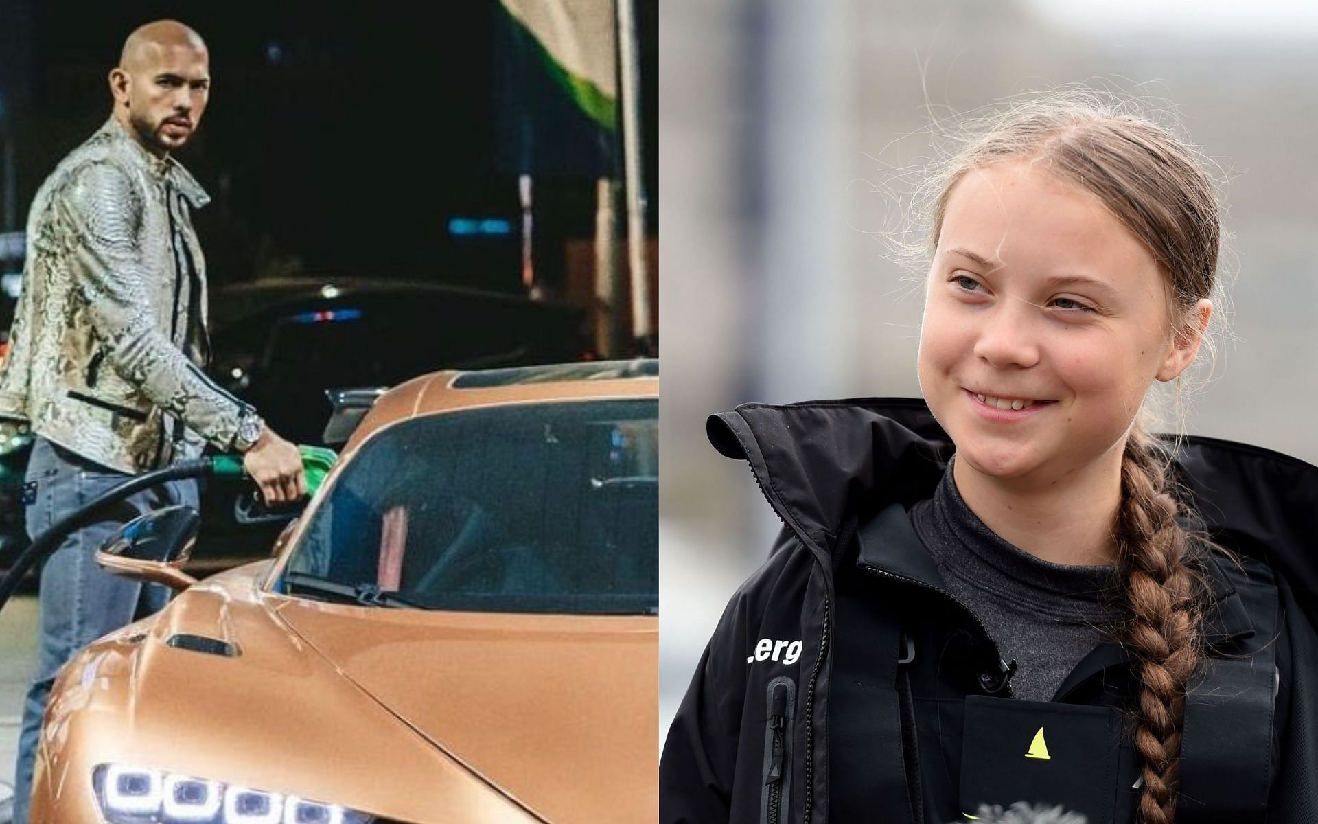 Andrew Tate (left) and Greta Thunberg (right). [Images courtesy: left image from Twitter @Cobratate and right image from Getty Images]