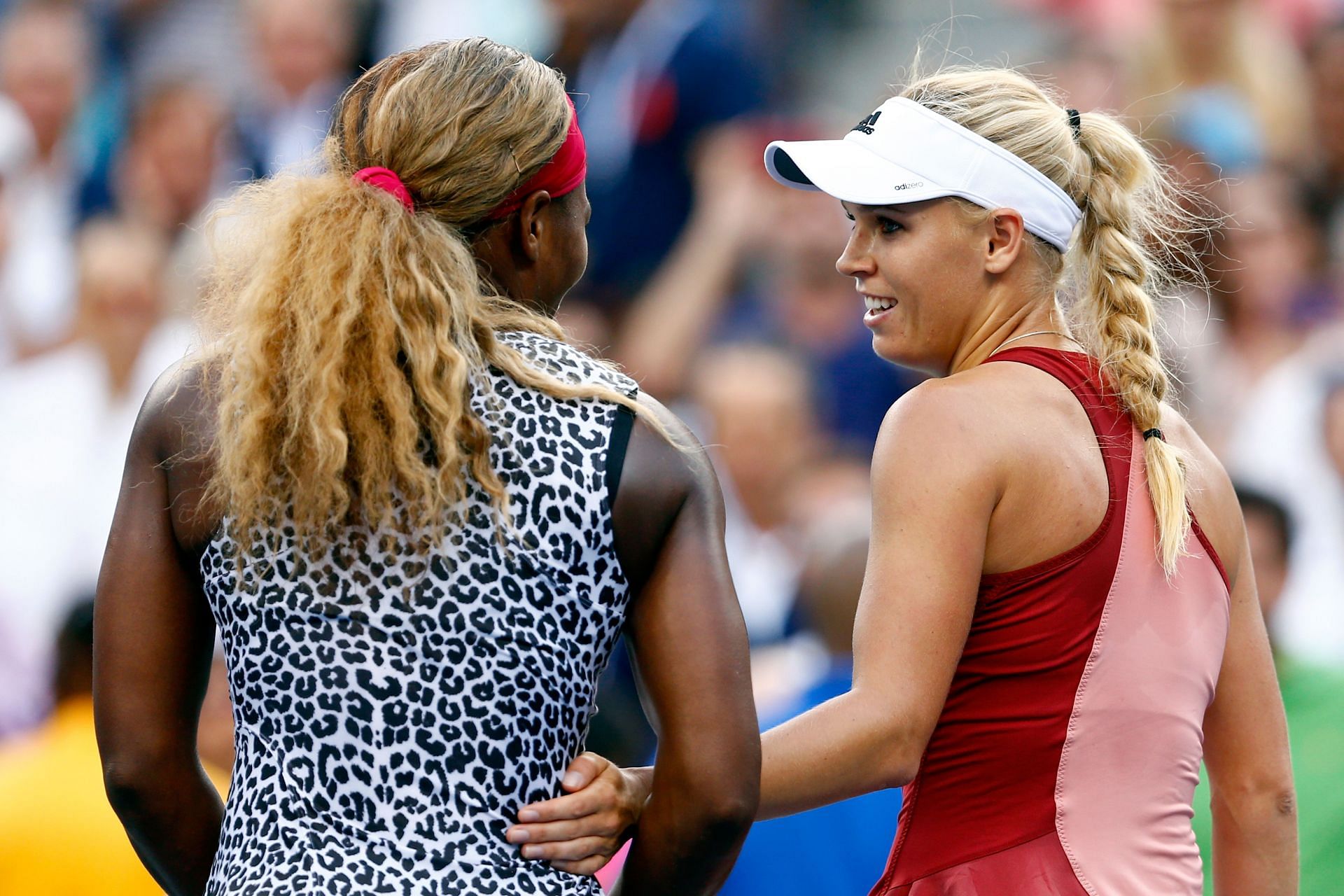 Serena Williams and Caroline Wozniacki after the 2014 US Open final