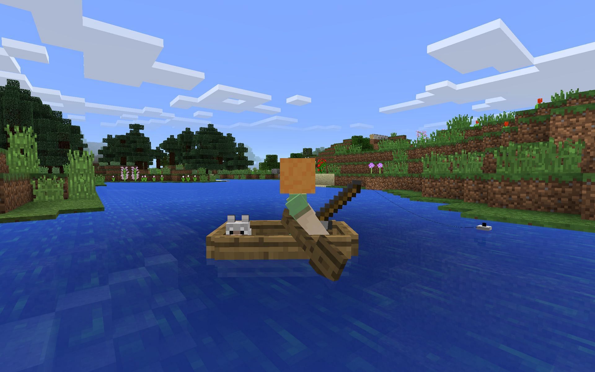 Fishing is a fun activity in Minecraft (Image via Mojang)