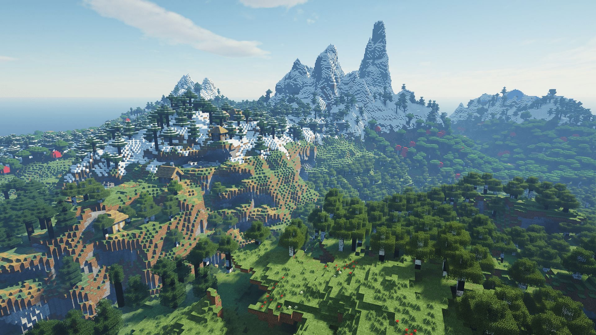 Few Java seeds can match this one when it comes to immediate biome diversity (Image via u/Jereaux/Reddit)