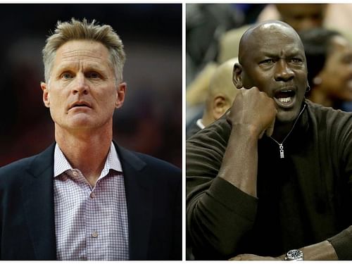 Former Chicago Bulls sharpshooter Steve Kerr and NBA legend Michael Jordan