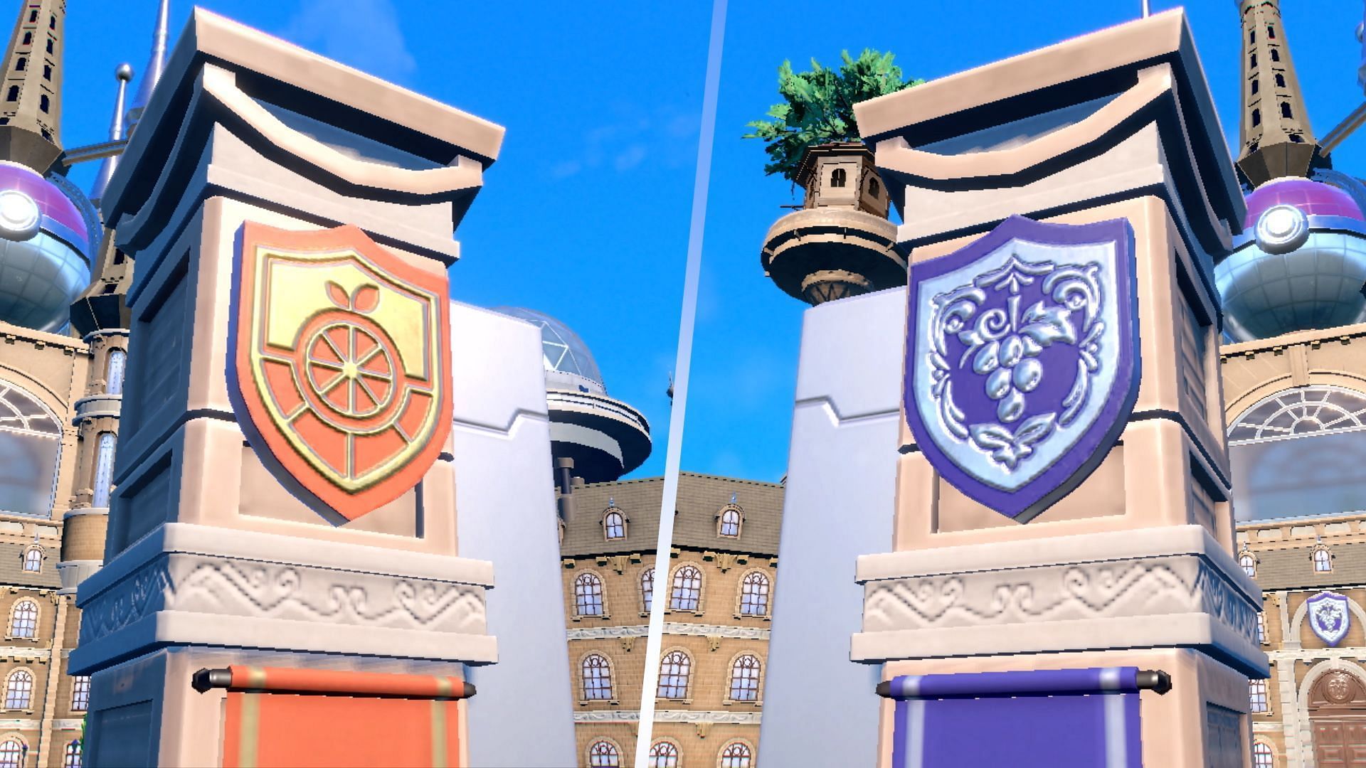 The two crests of the academies where the Academy Ace Tournament takes place (Image via The Pokemon Company)