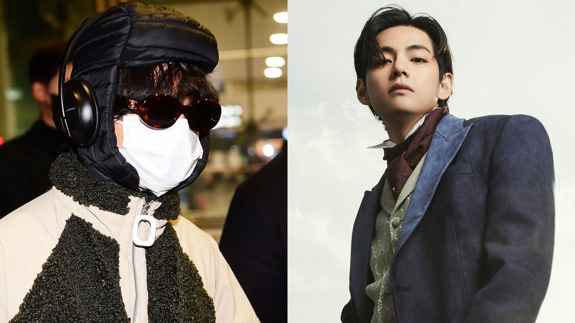 BTS's V (Kim Taehyung) turns heads at the airport with his oversized bag  upon returning to South Korea