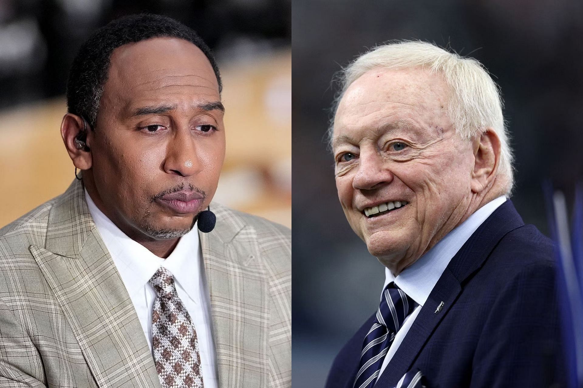 Stephen A. Smith (L) and Jerry Jones (R)