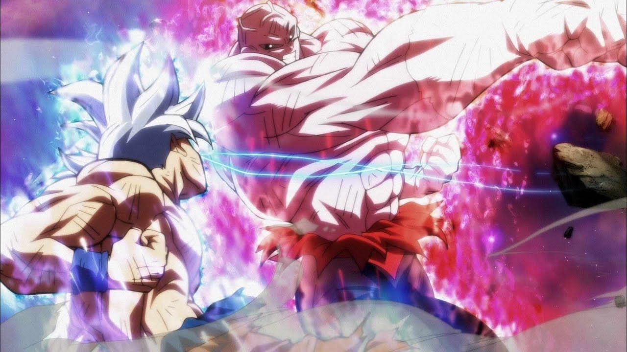 Jiren fighting Autnomous Ultra Instinct Goku (Image via Toei Animation)